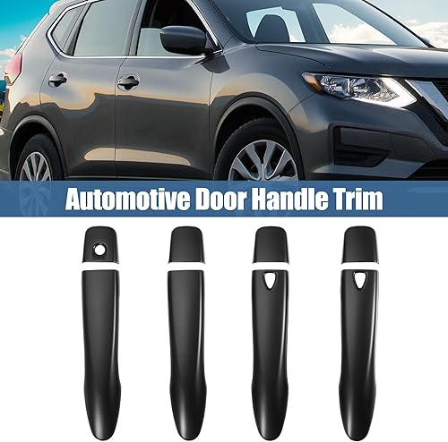 Miniatura 2 de uxcell 1 juego de cubierta para manija de puerta automotriz para Nissan Rogue 2014-2019 Ptetector de manija de puerta de automóvil con 2 agujeros