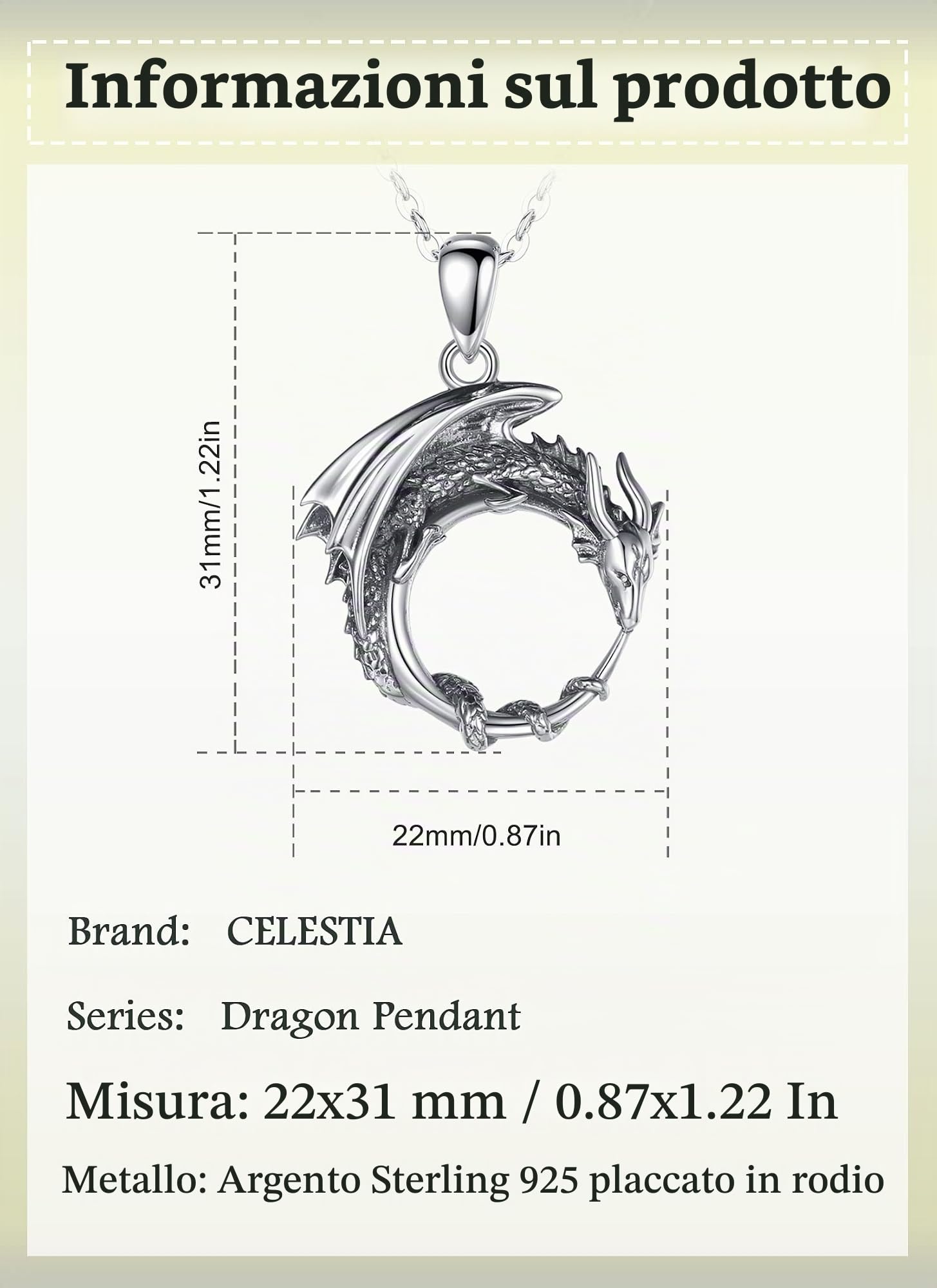 CELESTIA Donna Collana Argento 925 con Ciondolo Drago/Fenice, Fantasia Gioielleria, Idee Regalo Donna, Catena Acciaio Inossidabile