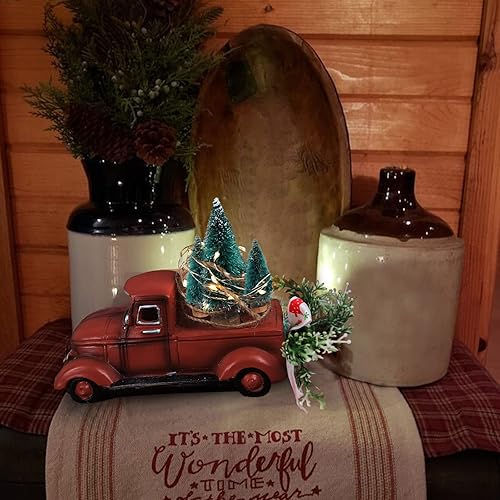 Miniatura 2 de Adorno vintage de Navidad rojo para camioneta brillante de árbol de Navidad, decoración de manualidades rústicas rojas para fiesta en el hogar