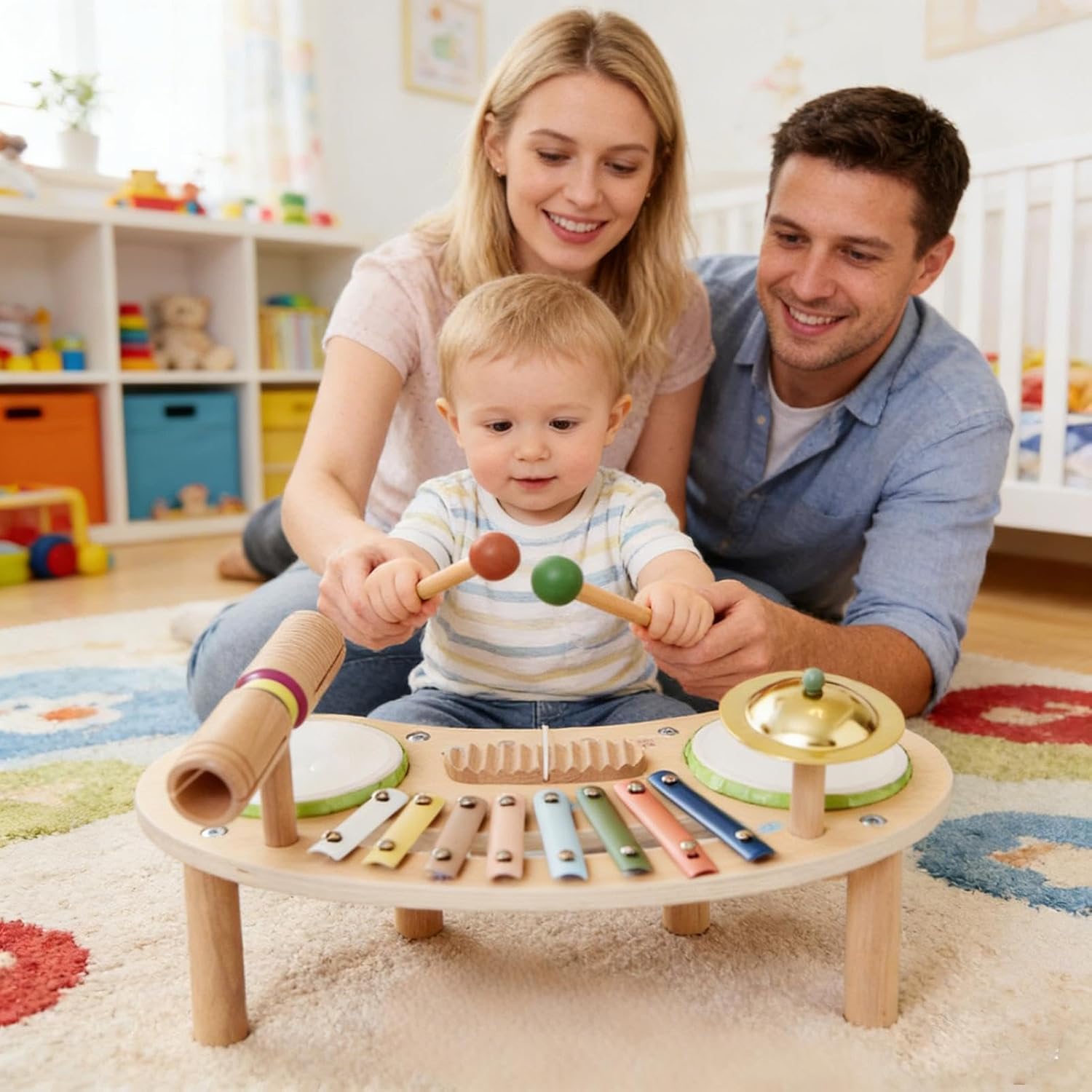 Toy Drum Set for Kids - 7-in-1 Wood Kids Xylophone,Child Musical Instruments - for Boys Girls Preschool Daycare Kindergarten School Homeschooling Home Playrooms Playdates Birthday