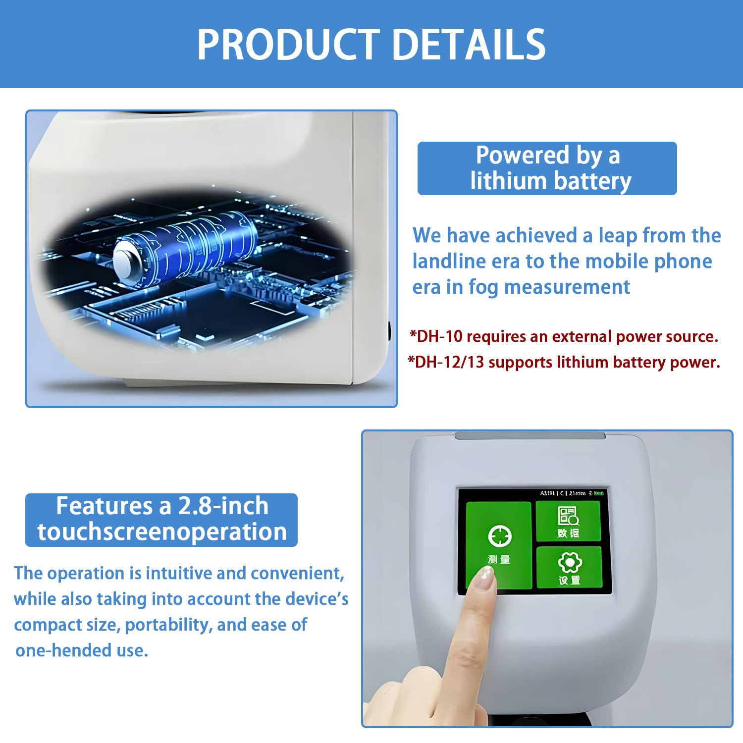 Medidor de neblina portátil, probador de transmitancia con aberturas de 21 mm/15 mm/12 mm, resolución de 0,01, pantalla táctil para película, gafas y plásticos transparentes