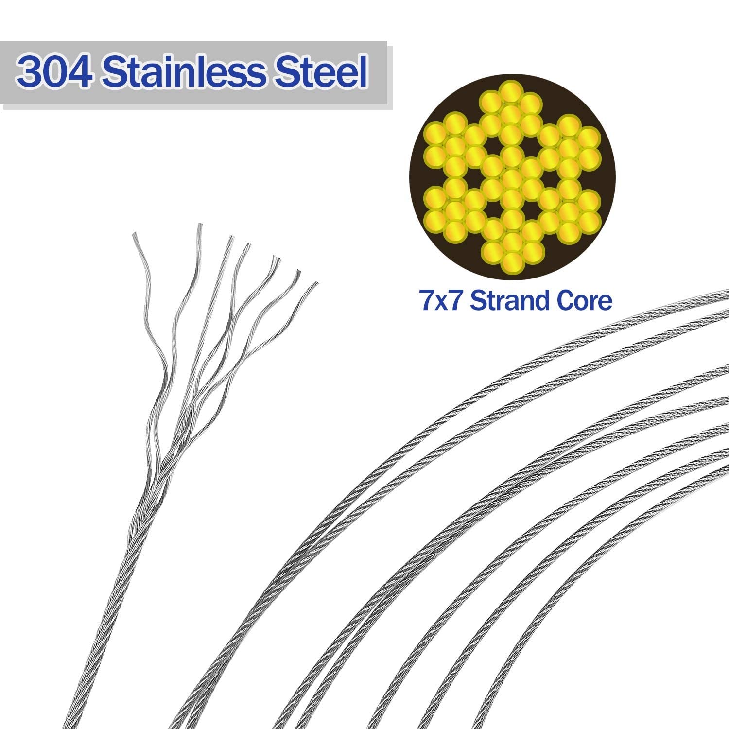 Verzinktes Stahlseil, 4 mm Durchmesser, for Aufhängen von Spiegeln, DIY-Pflanzen, Blumenzäunen, silberfarben, Verschiedene Größen(10M/32.8Ft)