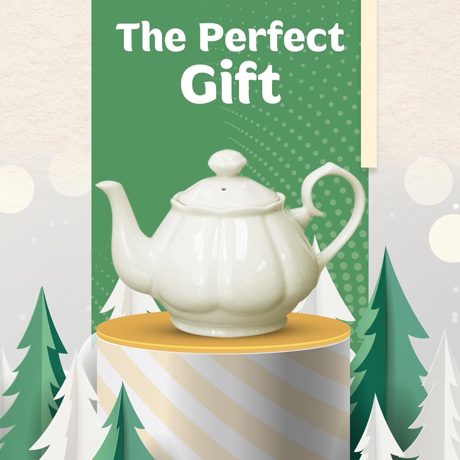 English Tea Store White Porcelain Teapot - 2 Cup | Teapot for Tea Lovers | Diana Style Ceramic Teapot for Kitchen & Dining | Microwave Safe Pot for Home, Office, or Gift Use | Elegant White Tableware