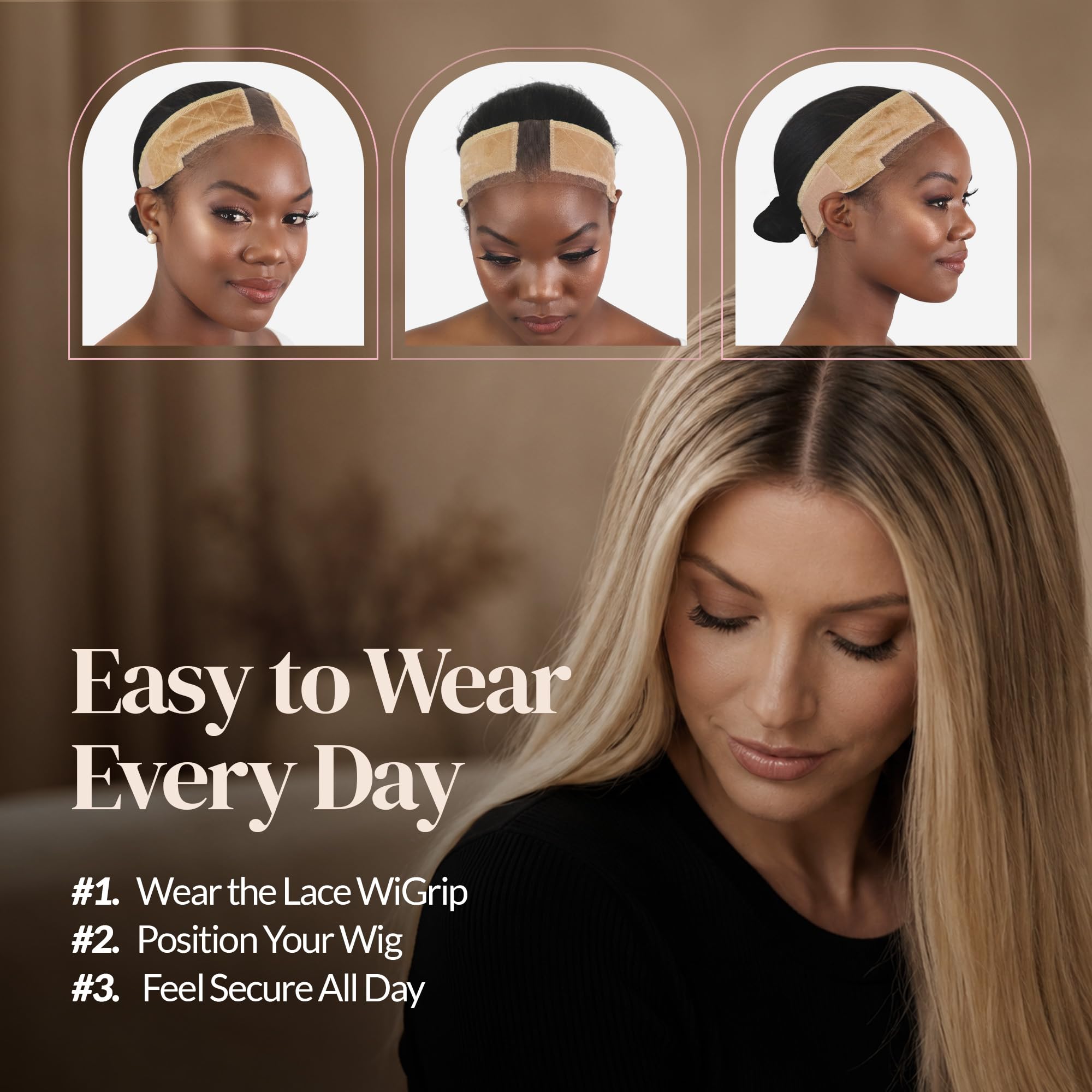 MILANO COLLECTION Adjustable Lace Wig Grip Band with Reinforced Swiss Lace