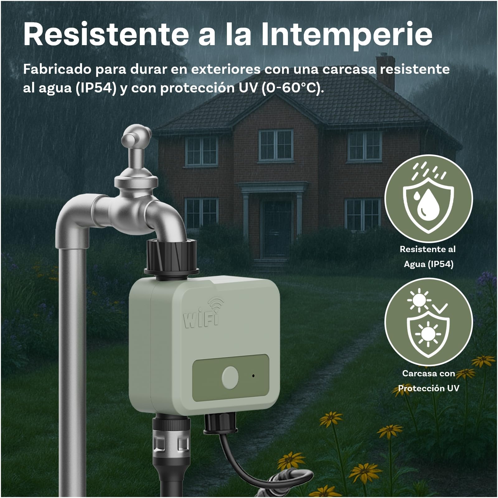 Temporizador de Riego WiFi Inteligente por MMOBIEL - Programador de Riego con Alimentación Solar y USB - Alcance Inalámbrico de 30m (WiFi + Solar Powered)