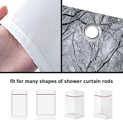 Miniatura 7 de Cortina de ducha de Navidad de granja, camión de Navidad rojo granja, árbol de Navidad, lindo gnomo, bosque de invierno, decoración de baño, tela