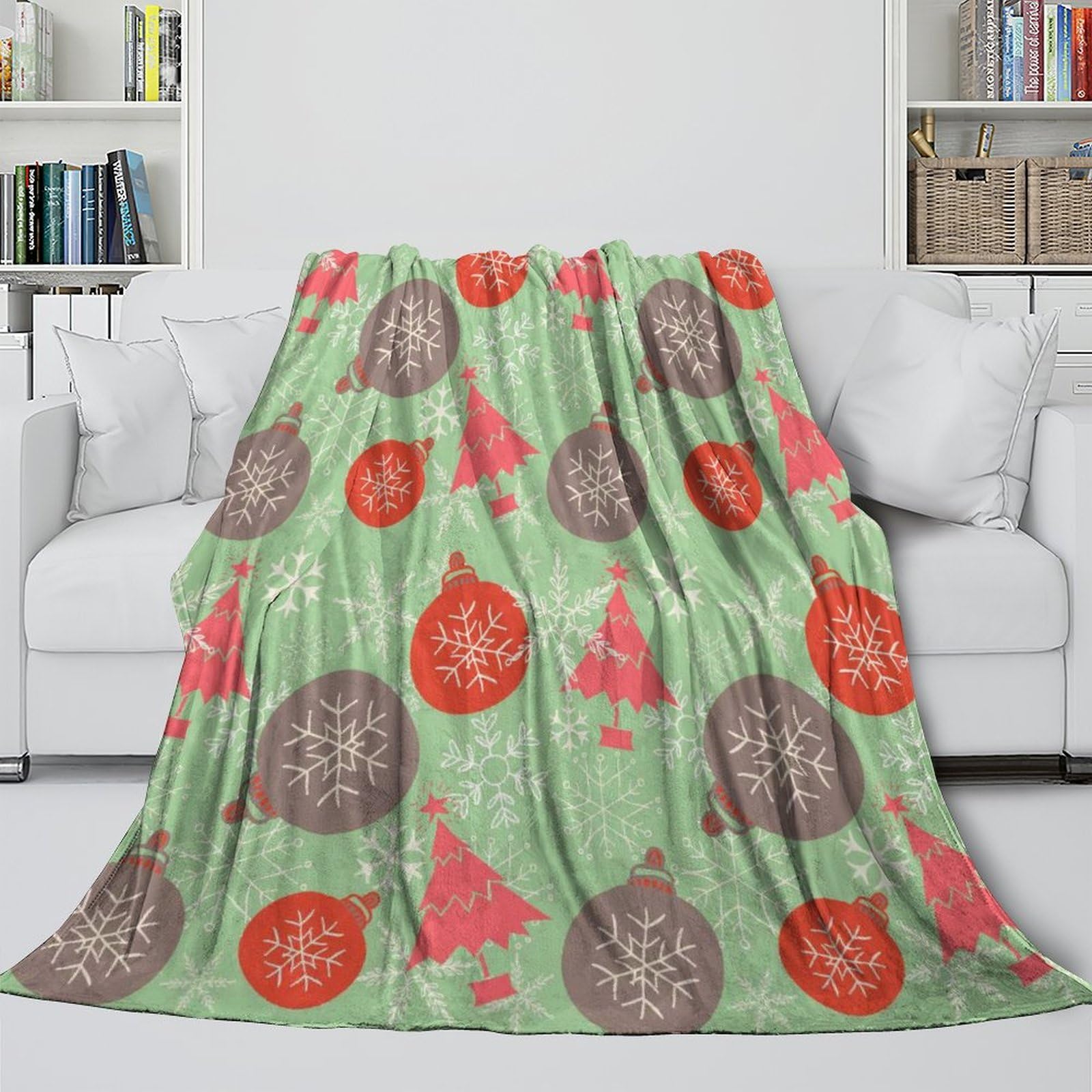 Navideño Decoración Manta Impresa 3D Microfibra Hogar Plaid Navidad Sofá Dormitorio 80x90inch(200x230cm)