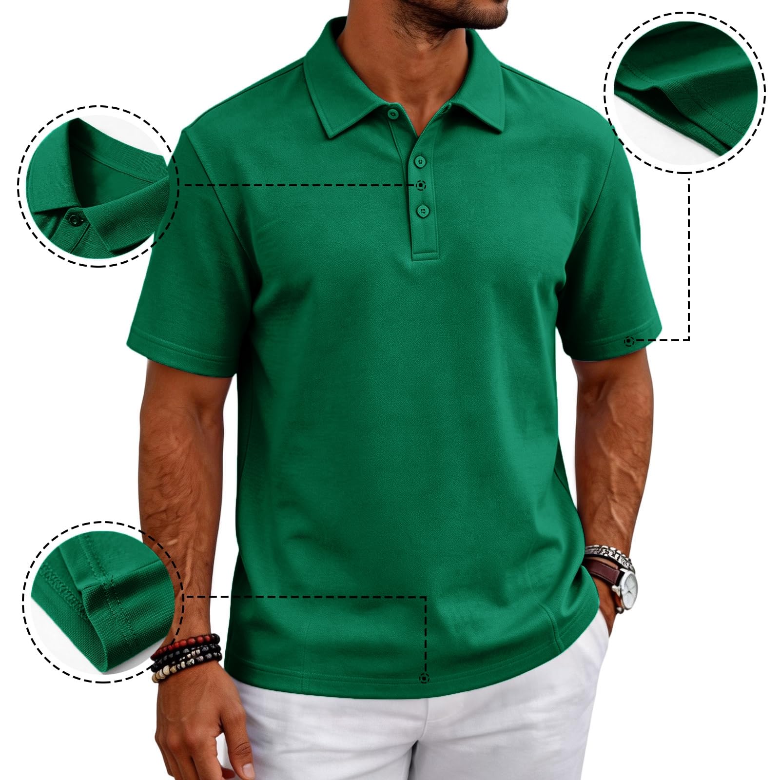 MOKBAY Men's Summer Polo Shirt Clothing Summer Buttons Breathable Polo Shirt Short Sleeve Golf Fashion Korean Collar Slim Fit T-Shirt - 3
