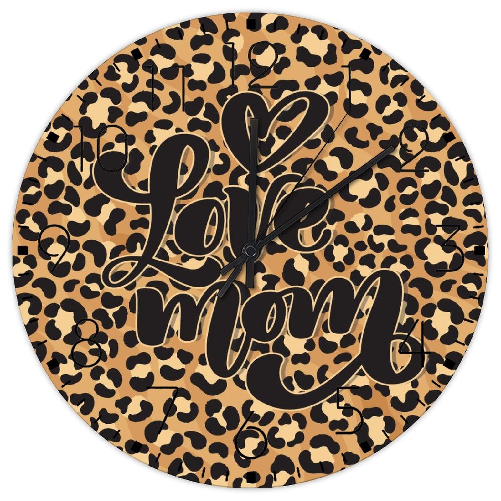 Horloge murale en bois sans tic-tac Love You Mom 38 cm pour la décoration de salle de conférence