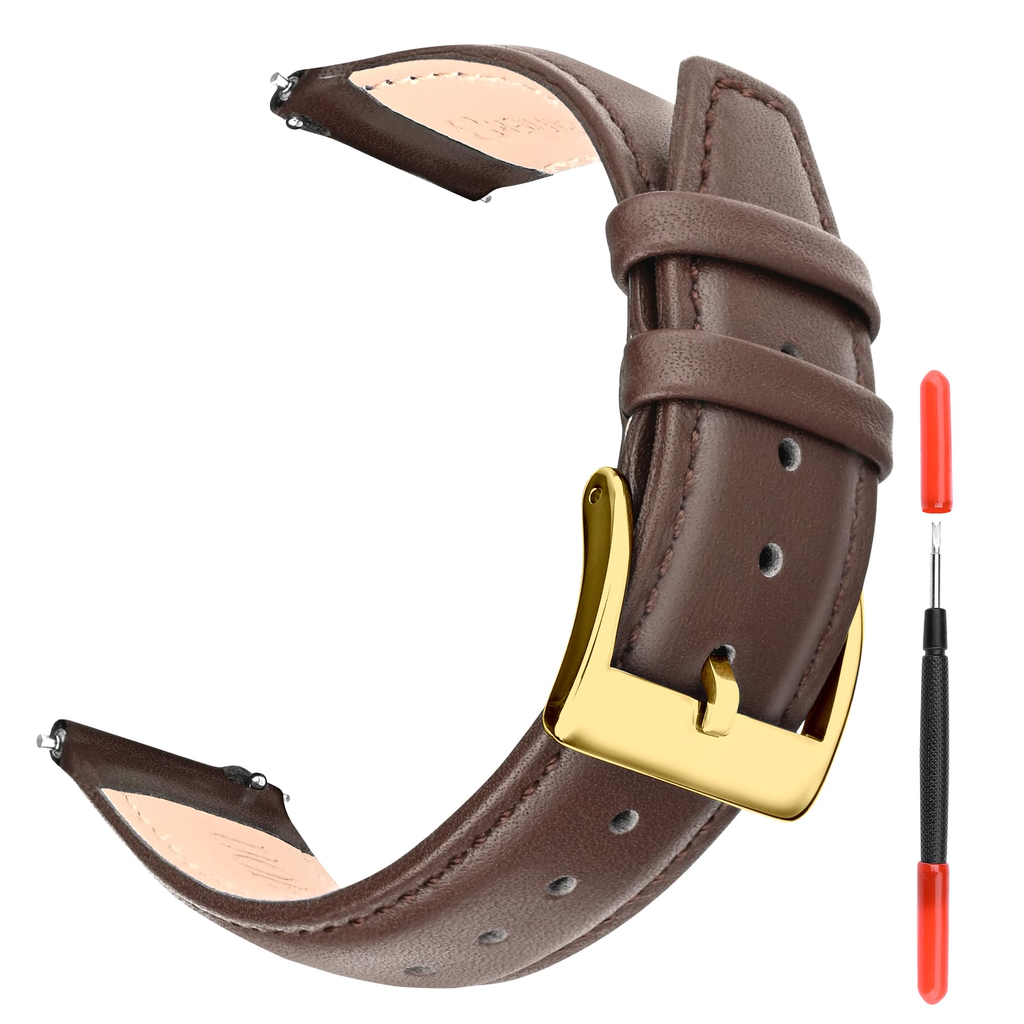 UOEPOWAPremium Genuine Leather Watch Band, 22mm Quick Release Vintage Straps for Men Women, Compatible with Omega, Longines, Samsung, Breguet, Piaget, and More