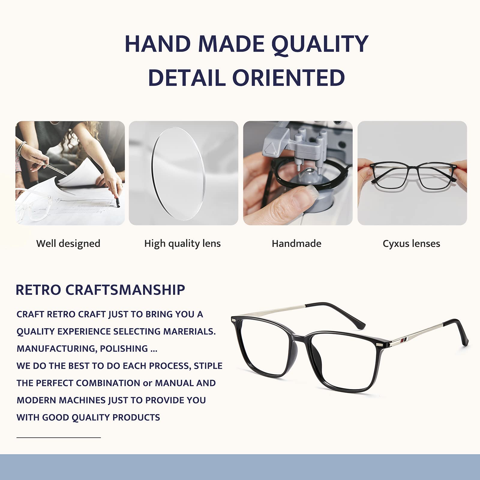 Cyxus Gafas luz azul cuadradas con marco clásico para computadora para hombres y mujeres