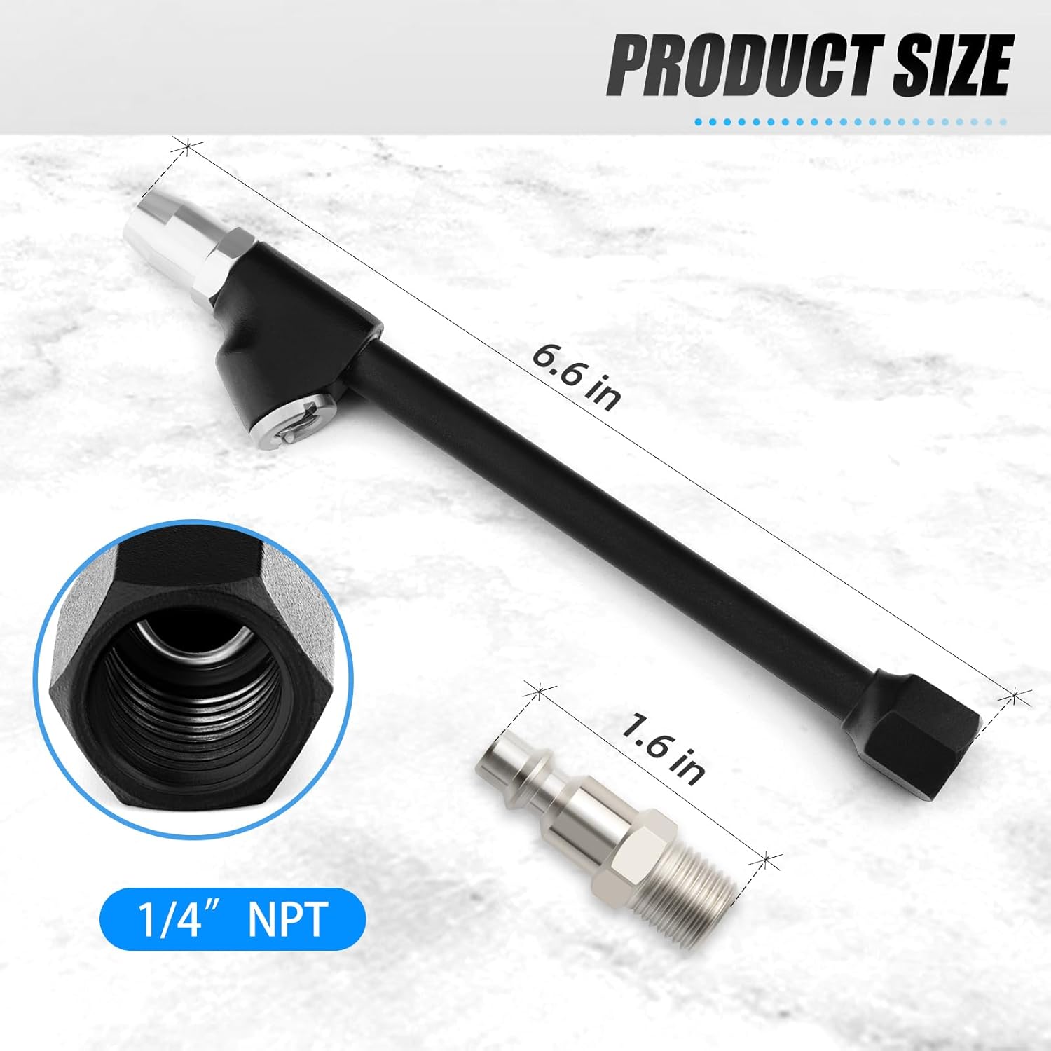 MEANLIN MEASURE 10PCS 1/4" FNPT Dual Head Air Chuck Set, 2-Way Connection Brass Air Chuck, Tire Chuck with Quick Plug for Truck, Bicycle, Motorbike, Car Tires (Black)