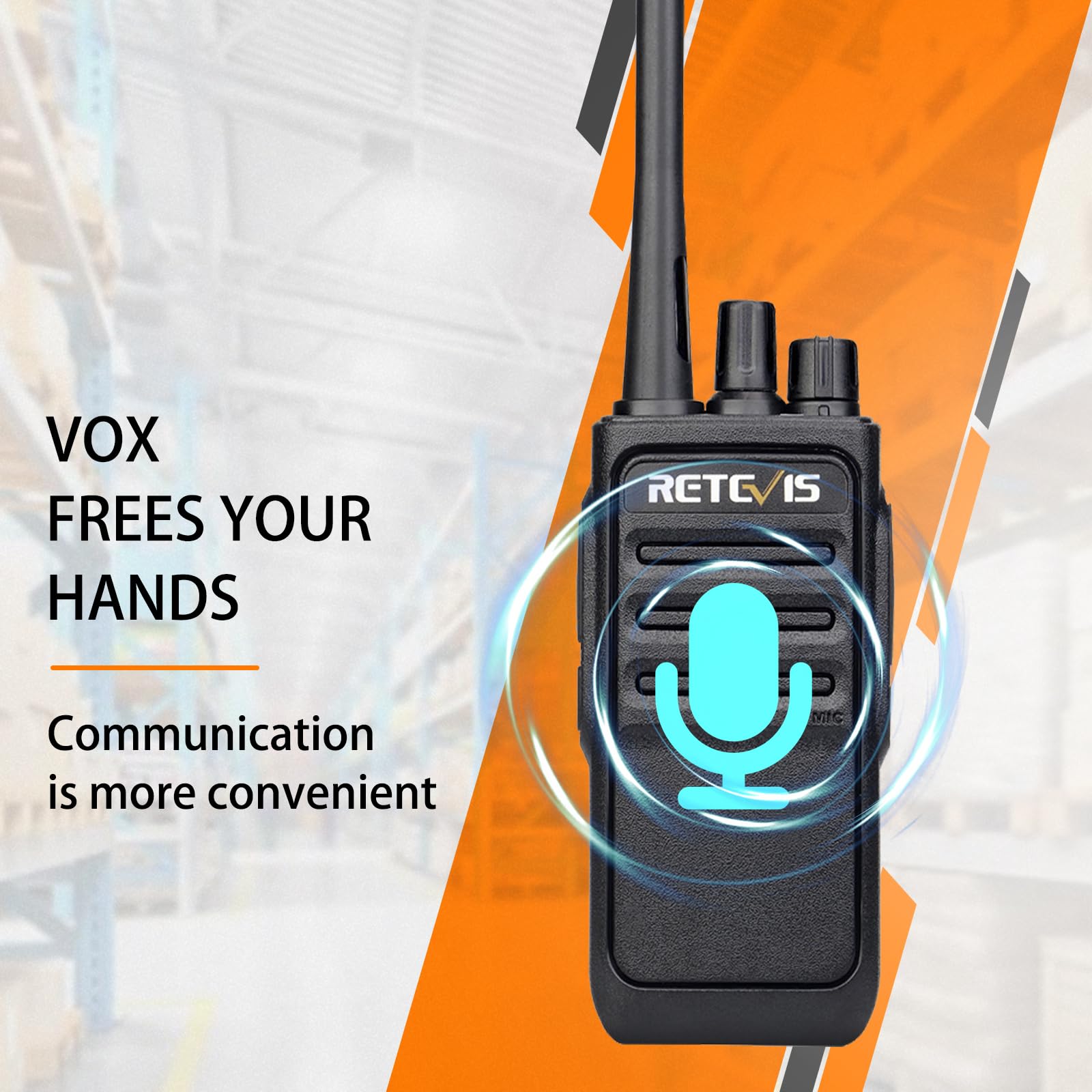 Retevis RT617 Walkie Talkie con Microfono, PMR446 Ricaricabile 16 Canali, CTCSS/DCS Senza Licenza, VOX Scan Squelch, Walkie Talkie Professionali per la Sicurezza (2 Pezzi, Nero)