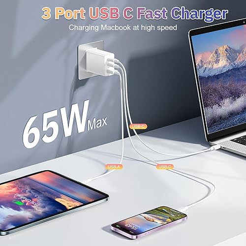 Miniatura 10 de Bloque de carga de 4 puertos, paquete de 3 enchufes USB de carga rápida de pared 3.0 con bloque de carga rápida compatible con iPhone 1413Pro Max,