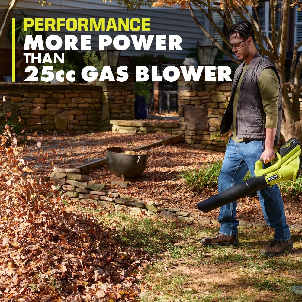 RYOBI 40V 120 MPH 550 CFM Cordless Battery Blower with 4.0 Ah Battery and Charger (Renwewed)