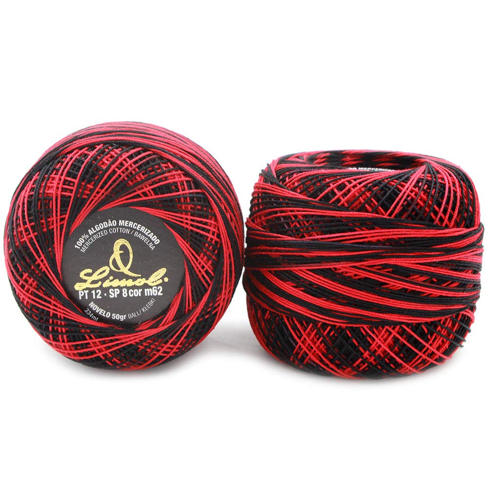 Limol Multicolor Tinted 50 Grs 100% Mercerized Crochet Thread Set of 2 Cotton Balls (M62)