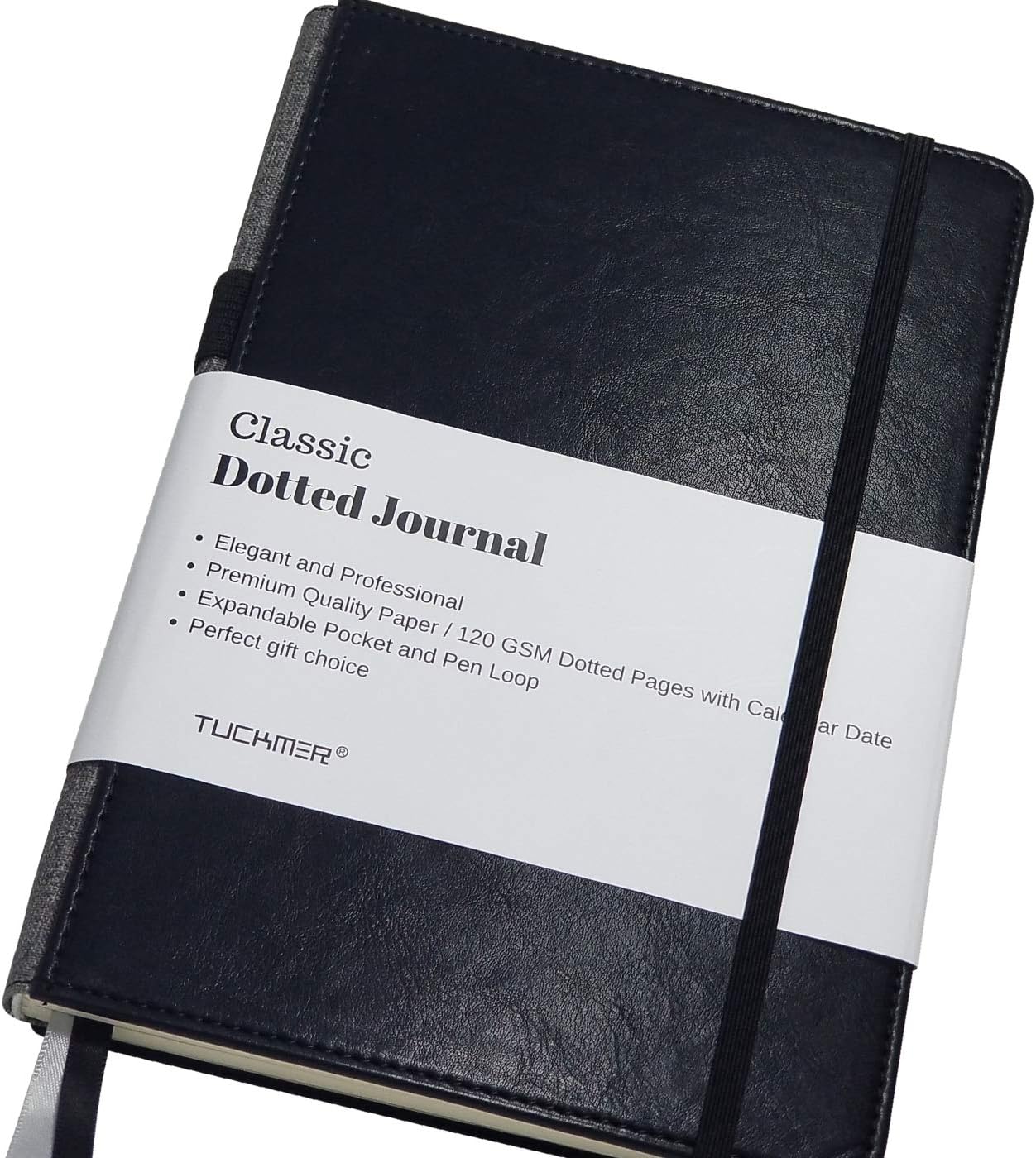 Notebook with Pen Holder Loop - Meeting Notebook - Dotted Grid Leather Bound Journal - Black - Great for Writing, Journaling & Sketching – Bullet Journals to Write in for Women, Men, Business