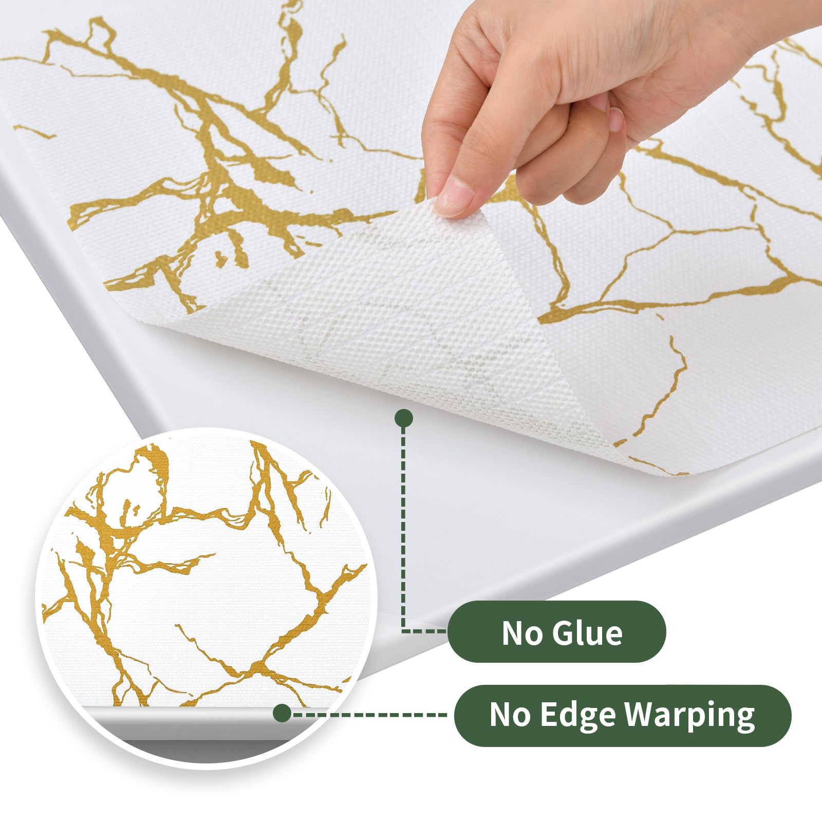 Forro para cajones y estantes para armario de cocina, antideslizante, impermeable, papel de 23.6 pulgadas x 30 pies, no adhesivo, forro de mármol blanco dorado fácil para armario de baño