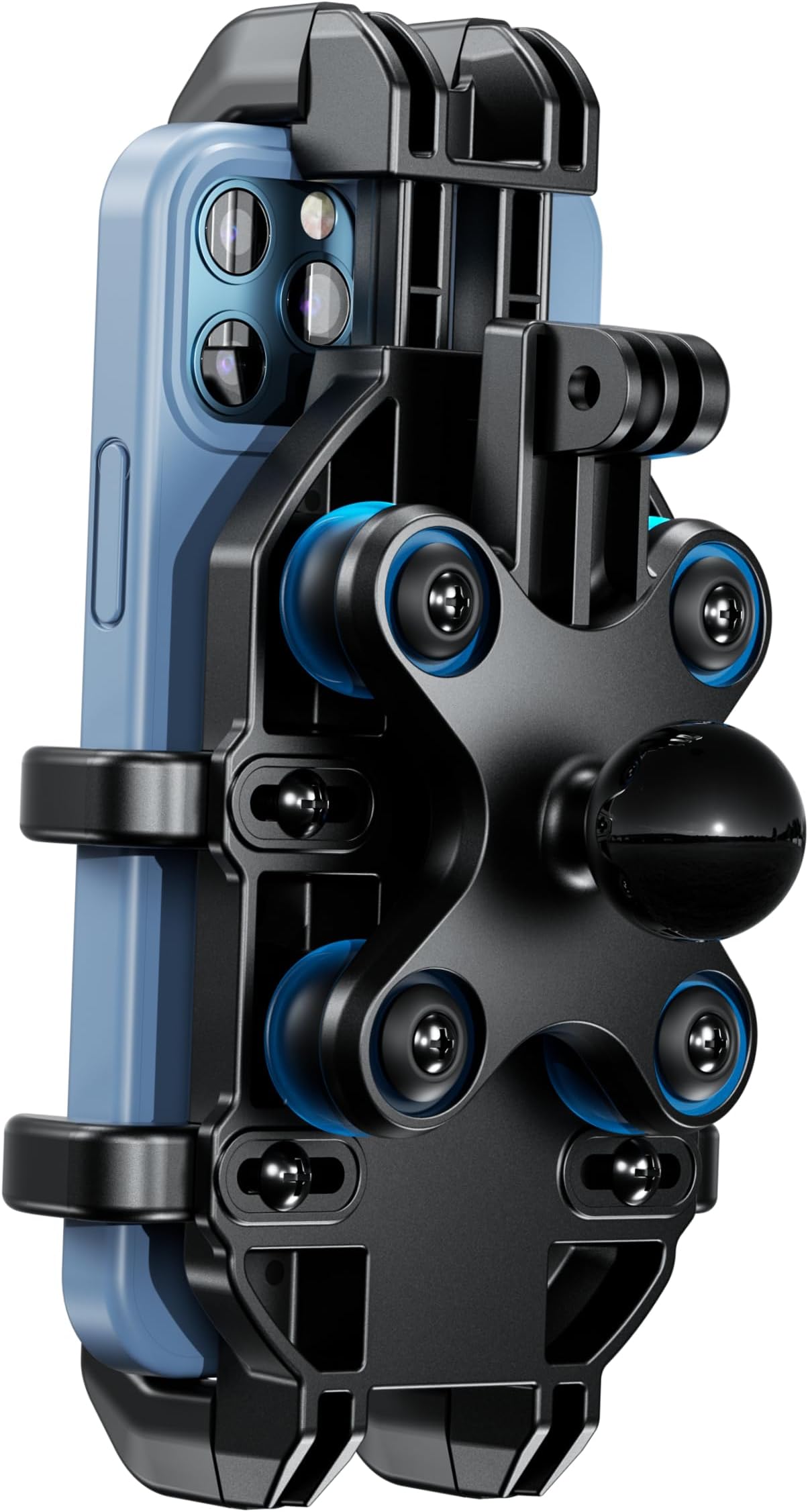 BRCOVAN 1'' Ball Phone Mount Holder with Vibration Dampener, Compatible with RAM Mounts B Size Double Socket Arm, Adjustable Heavy Duty for Bike Motorcycle Scooter ATV UTV, Fit 5.4-6.9'' Cellphone