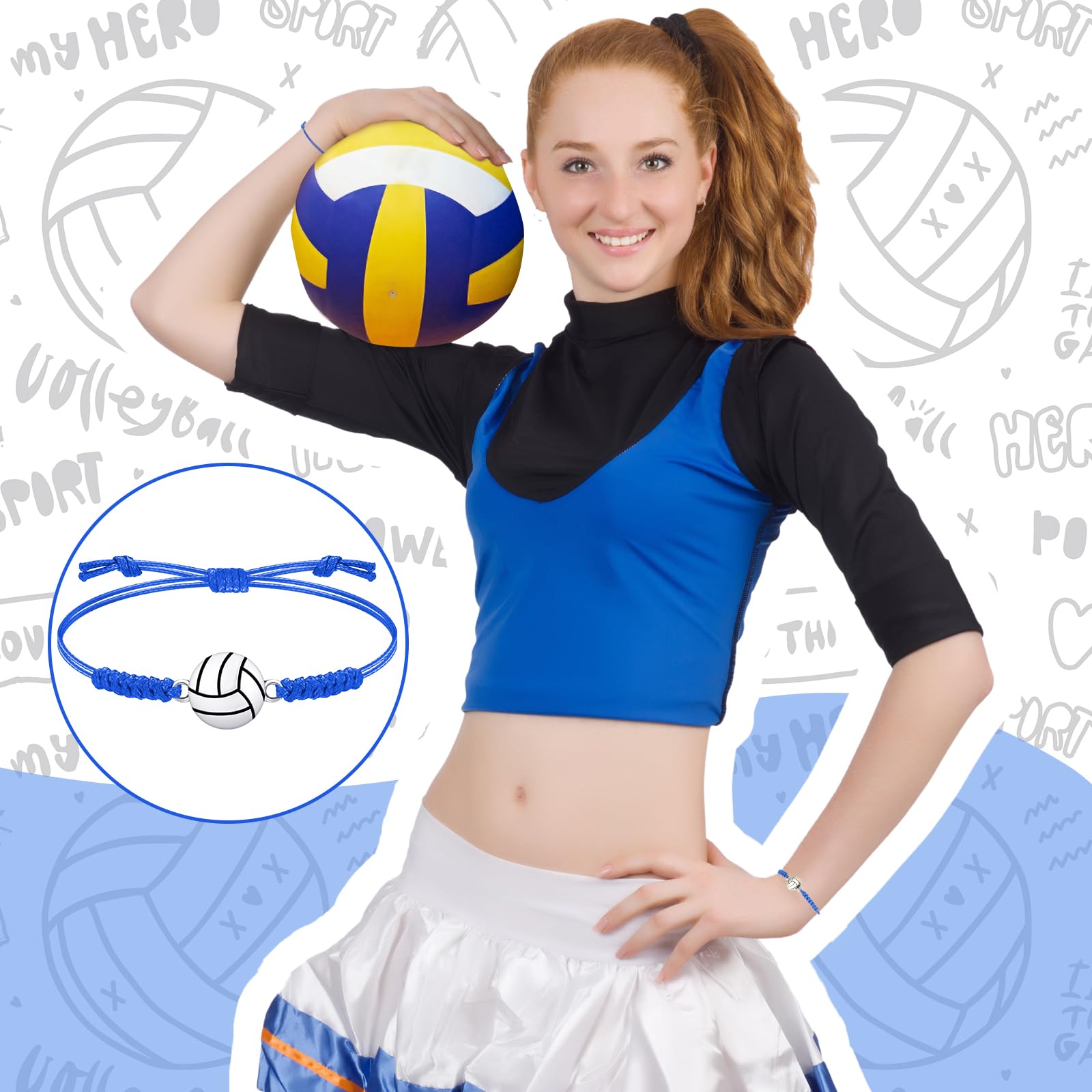 Jadive - 20 braccialetti intrecciati regolabili a forma di pallavolo, ideali come regalo per giocatori di pallavolo, ideali come souvenir per ragazze, ragazzi e ragazzi