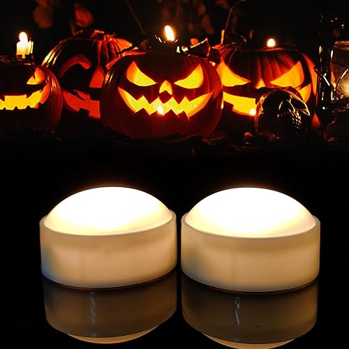 Paquete de 2 velas LED de Halloween a pilas de 3 x 4 pulgadas, diseño de calavera de murciélago, velas parpadeantes sin llama de plástico con