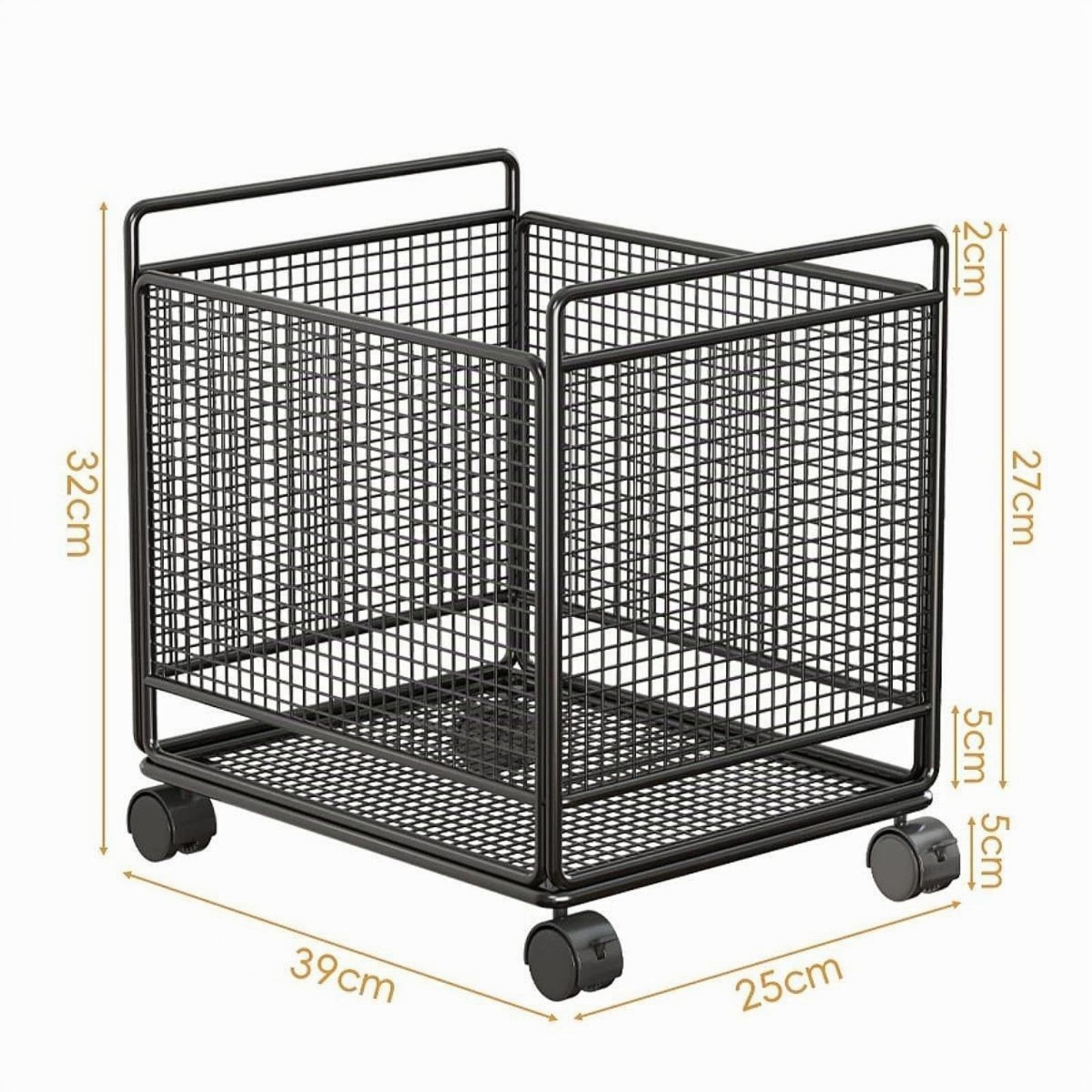 rockible Cesta de Lavandería con Ruedas de Alambre de Metal, Práctica Cesta de Almacenamiento para Ropa Sucia, Ideal para La Entrada del Hogar Y El Dormitorio, Negro, L
