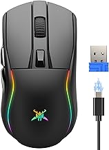 TECKNET Wireless Gaming Mouse, Tripe-Mode 2.4G / USB-C/Bluetooth Mouse Up to 16,000DPI, RGB Backlit, 6 Programmable Buttons Gaming Wireless Mouse for Laptop, PC