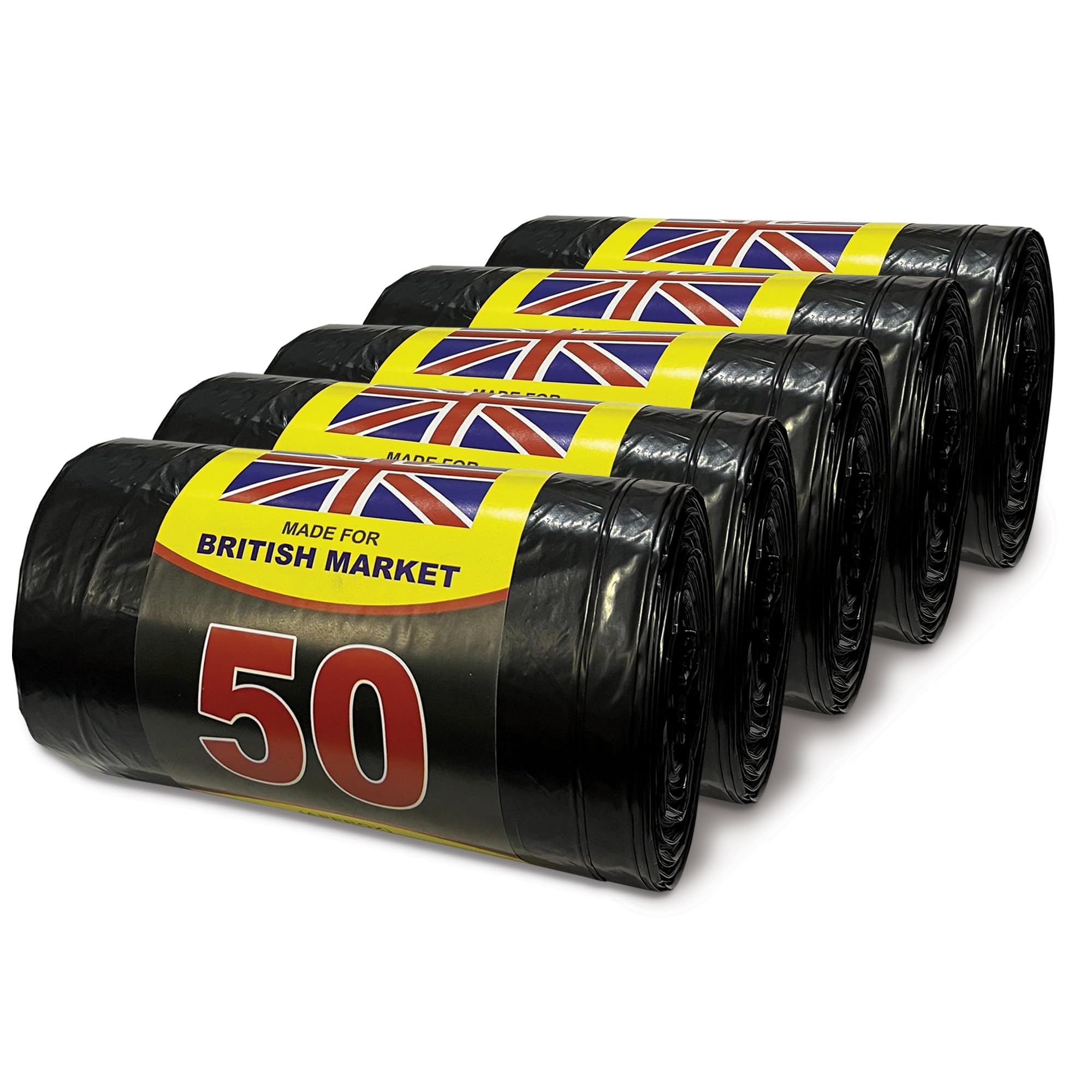 G4GOODS® 5 Rolls of 250 Bin Bags Everyday 80L Waste Bags 35 Micron/140 Gauge 50 Bags Per Roll Tear-Resistant Black Garden Sacks for Household Office Caterer Use (15"x29"x33")