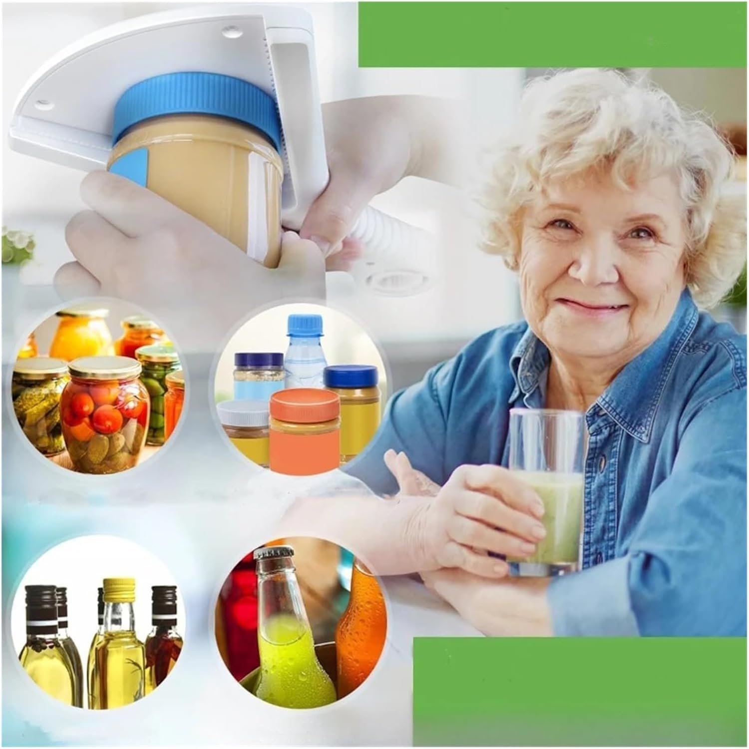 Adjustable Jar And Bottle Opener With Handle, Manual Kitchen Tool For Easy Grip And Tight Lids, Fits Various Containers(White)