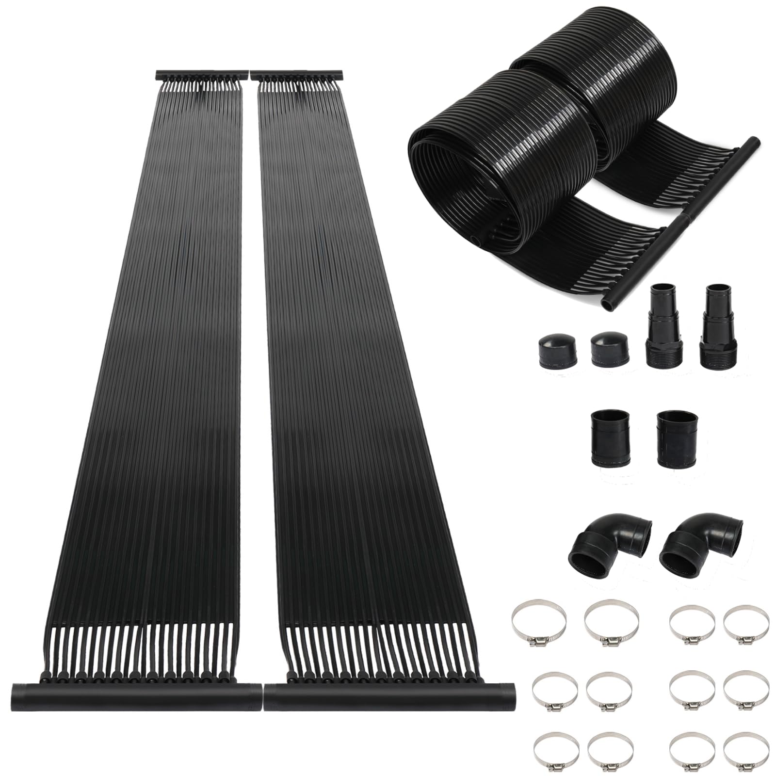 LEADZM Colector solar para piscina 600 x 73 cm, para piscinas de hasta 24.000 | Resistente a los rayos UV y ampliable, ahorro de energía, calefacción de piscina, agua caliente, con adaptador