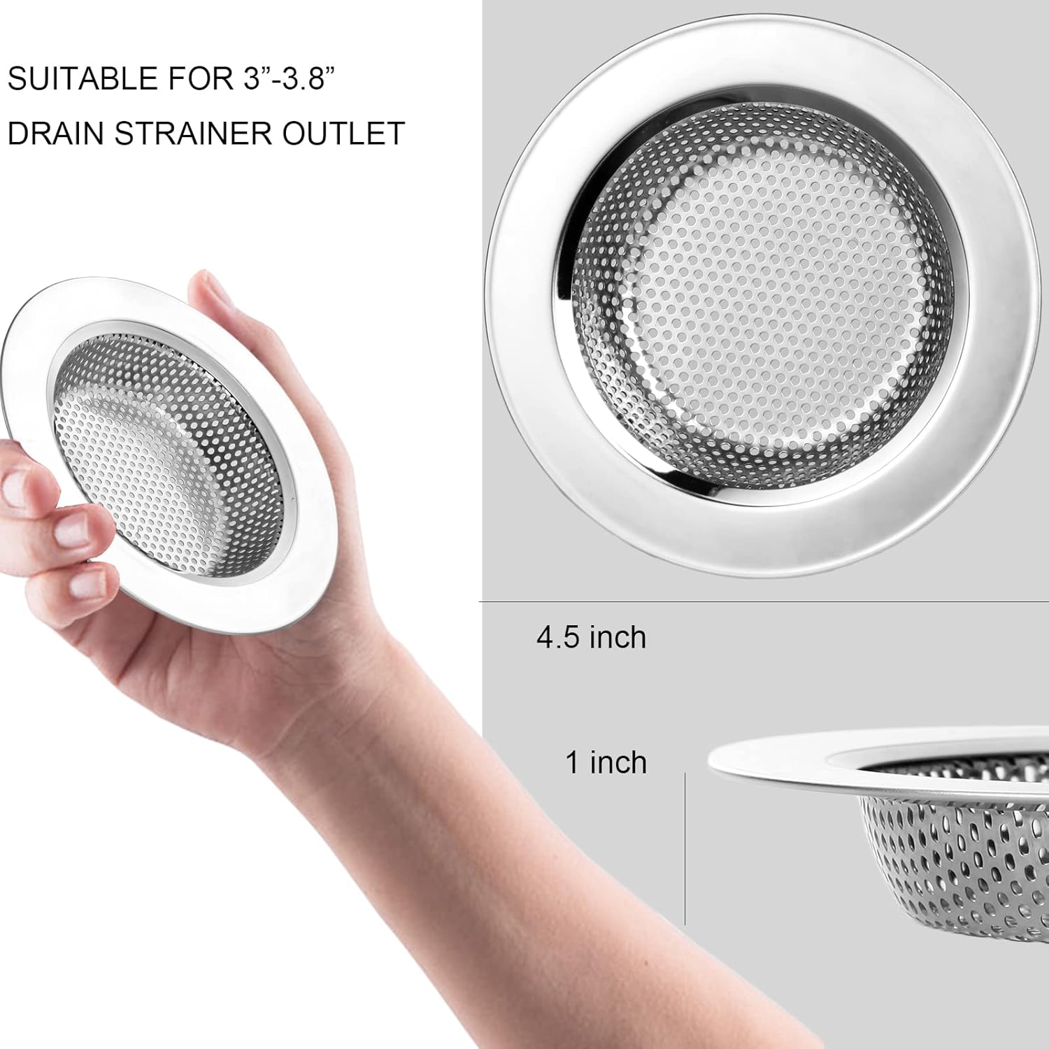 Sink Drain Strainer Stopper, Stainless Steel Garbage Disposal Plug, Sink Strainer and Stopper, Food Catcher for Standard 3-1/2 Inch Kitchen Sink Drain - Image 3