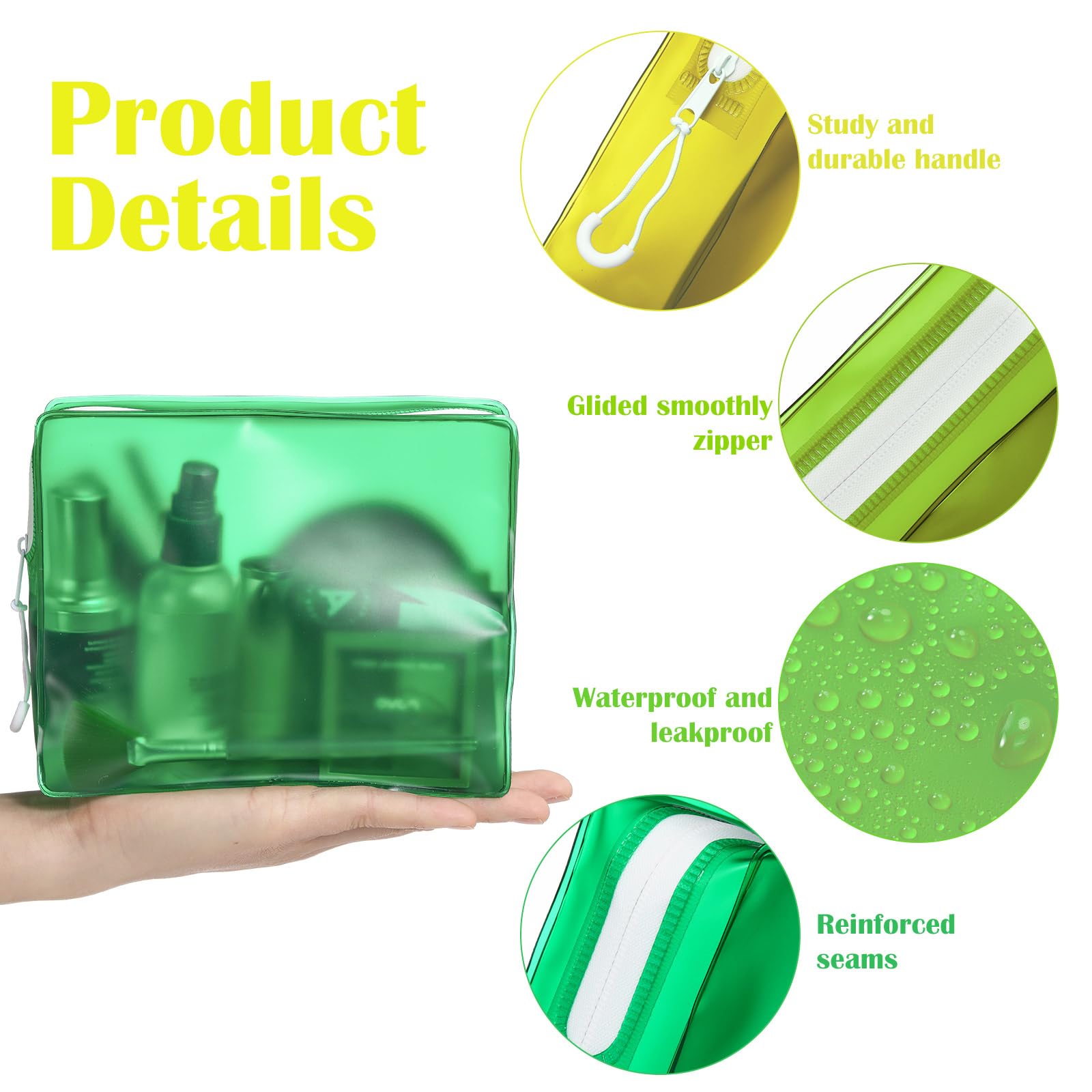 Bolsas de aseo transparentes esmeriladas a prueba de fugas, bolsas de viaje con cremallera, bolsa de maquillaje aprobada por la TSA, bolsas de cosméticos de viaje impermeables para mujeres y