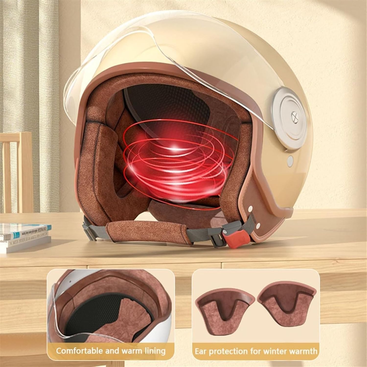 Kids Retro 3/4 Open Face Motorcycle Half Helmet,DOT Approved Toddler Child Electric Scooter Bicycle Helmets with Visor,Youth ATV Bike Helmet for Moped Cruiser Go-Kart