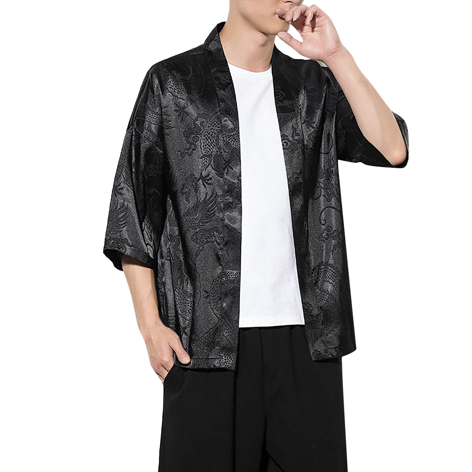 Chinese Tangzhuang Men's Shirts Uniform Short Sleeve Outerwear Jacket Summer Clothing For Men Embroidered Traditional Costumes Martial Arts Kung Fu Tai Chi Outfit