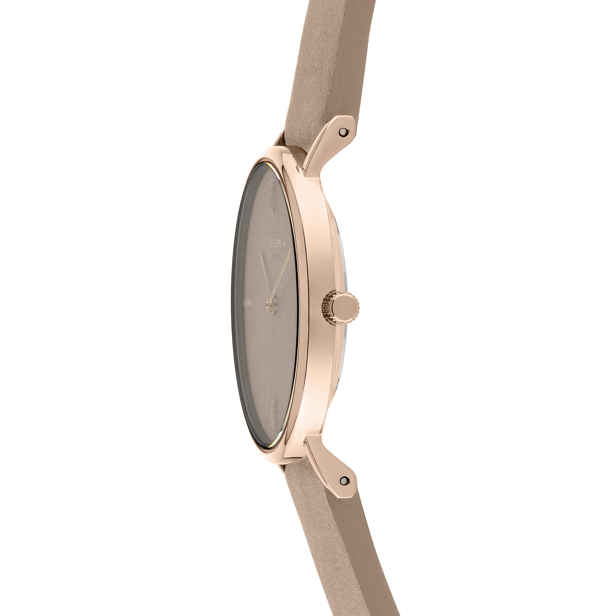 LIEBESKIND BERLIN Damen Armbanduhr mit Lederzifferblatt – Rundes Gehäuse 34 mm – Lederarmband – 5 ATM wasserdicht – Verschiedene Farben