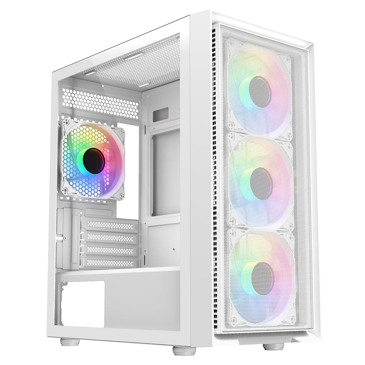 Luna Airflow Micro-ATX PC Gaming Case M/ATX with Mesh Front Panel & Tempered Glass Side Panel with 3 Front Infinity ARGB Fans & 1 Rear Infinity ARGB Fan Included | White