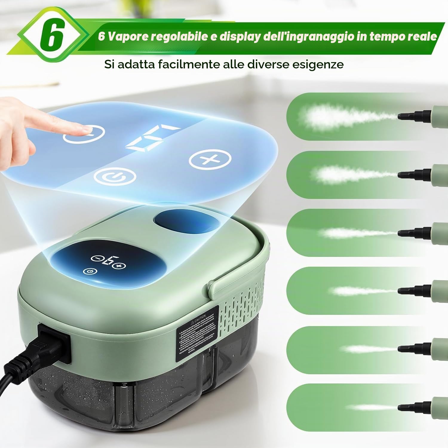 Pulitore a Vapore,2500W Pulizia a Vapore Portatile con 11 Accessori di Spazzole 1100 ML di Serbatoio Dell'acqua, Vaporetto Portatile di Mobili Lmbottiti per Mobili da Cucina, Bagno, Auto,Divano