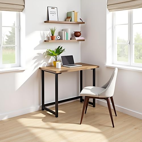 Miniatura 12 de Alaterre Furniture Pomona - Escritorio de estudio industrial de 48 pulgadas con parte superior de madera de pino maciza, 2 estantes abiertos y marco