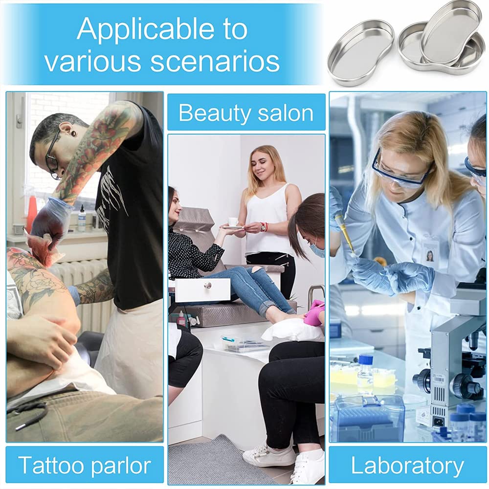 3 Pezzi Vassoio da Laboratorio, Vassoio per Strumenti Medici, Vassoio Strumenti In Acciaio Inossidabile, Strumento Vassoio Da Laboratorio, per Strumenti, Cura Dei, Cosmetici, D'argento, 3 Dimensioni