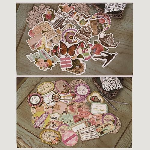 50 piezas de recortes de tarjetas de efímera vintage, adornos de álbumes de recortes, efímera de papel troquelado para diario, fabricación de