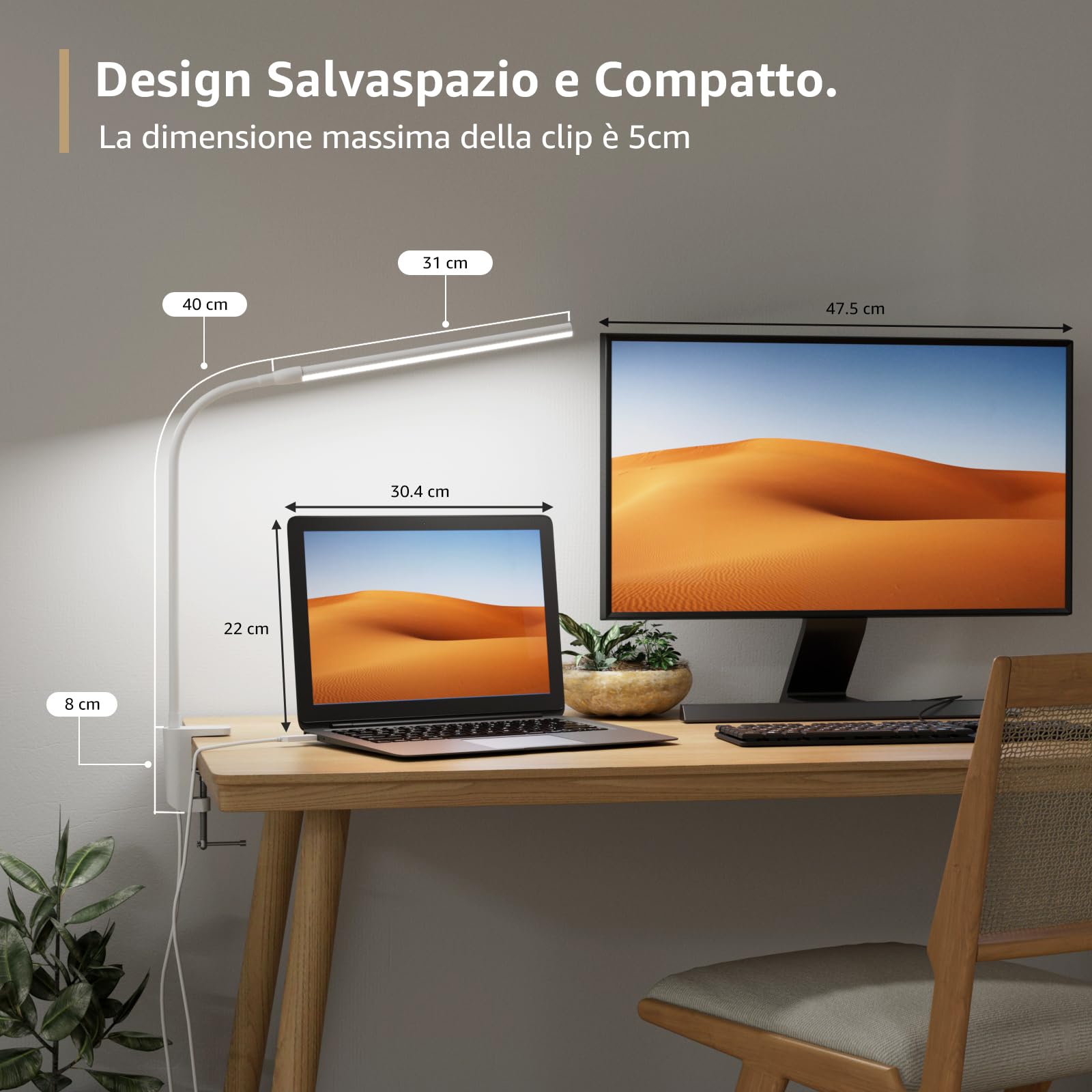 Lepro Lampada da Scrivania LED con Morsetto, Lampada da Tavolo con 3 Modalità, 10 Livelli di Luminosità, Luce Scrivania Dimmerabile e Protezione degli Occhi per Lettura, Studio, Ufficio, Bianco