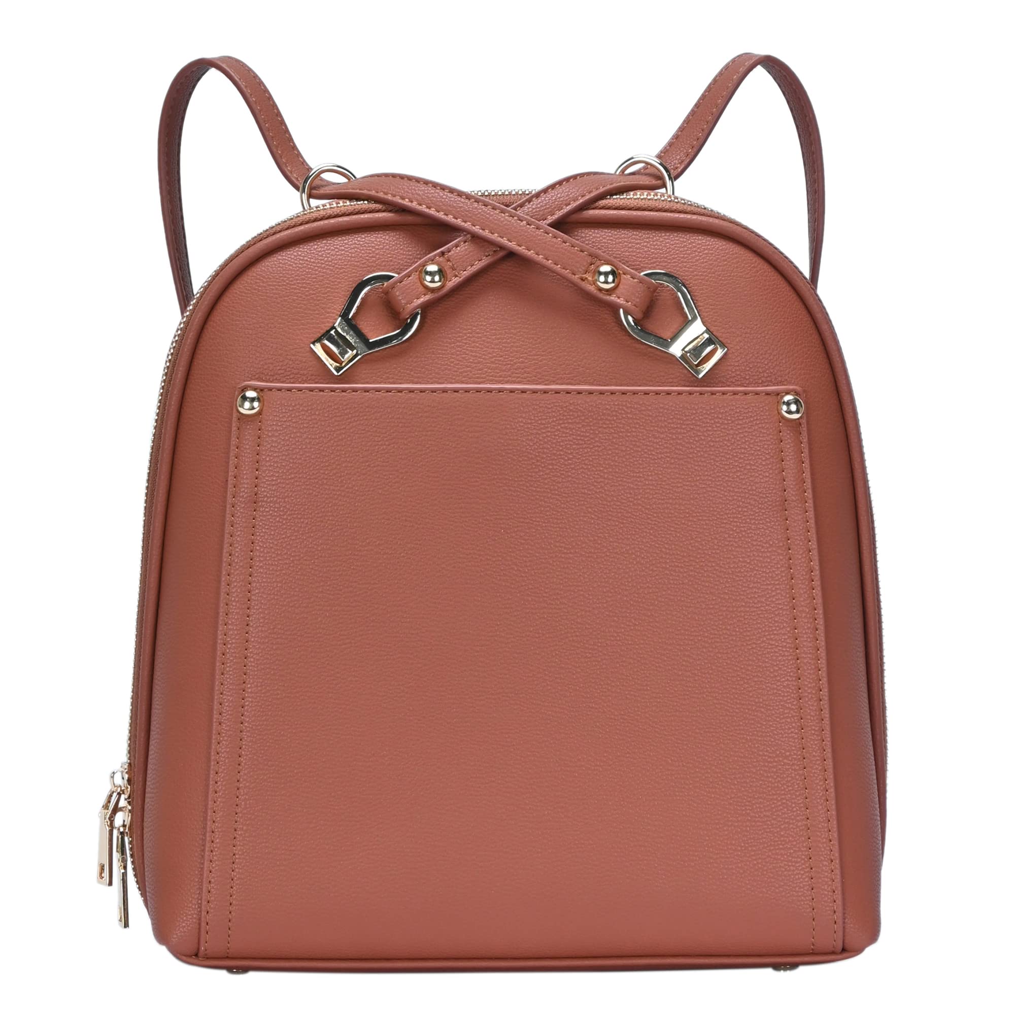 MMS Brands Miztique The Daisy Convertible Backpack Purse for Women (Rust) | Soft Vegan Leather Shoulder Strap Bag or Convertible Backpack | 10.5in x
