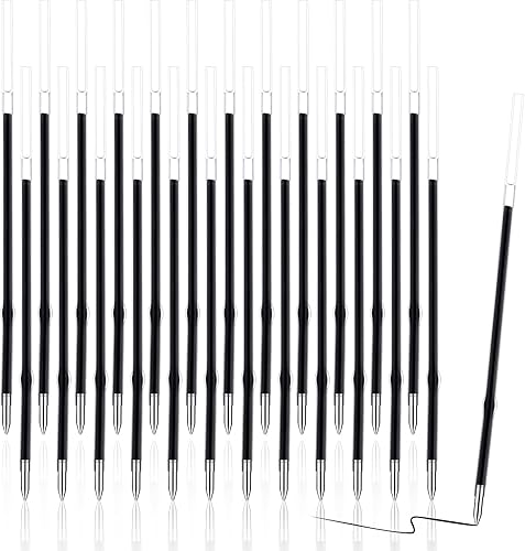 24 piezas de repuesto de tinta de gel para bolígrafos retráctiles, punta media de 0.028 in, repuesto de tinta negra, 4.528 in de largo (negro)