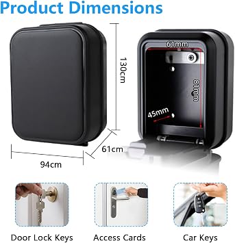 Smart Key Lock Box with TTLock APP Control – IP65 Weatherproof Lockbox Bluetooth & Passcode Entry, Key Safe Wall Mounted for Home Office Realtor