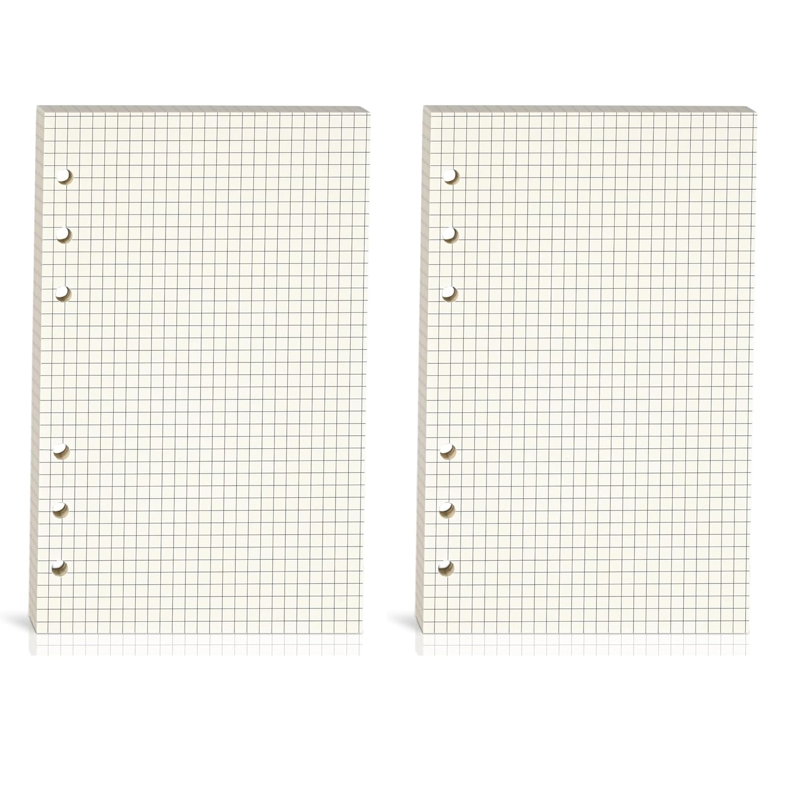 NALACAL 2PCS A6 Grid Refill Paper, Graph Rule/Quad Rule Filler, 6-Hole Punched, Loose-Leaf for 6-Ring Binders, 80 Sheets (160 Pages), 6.69 x 4.13 Inch, Blank Inserts