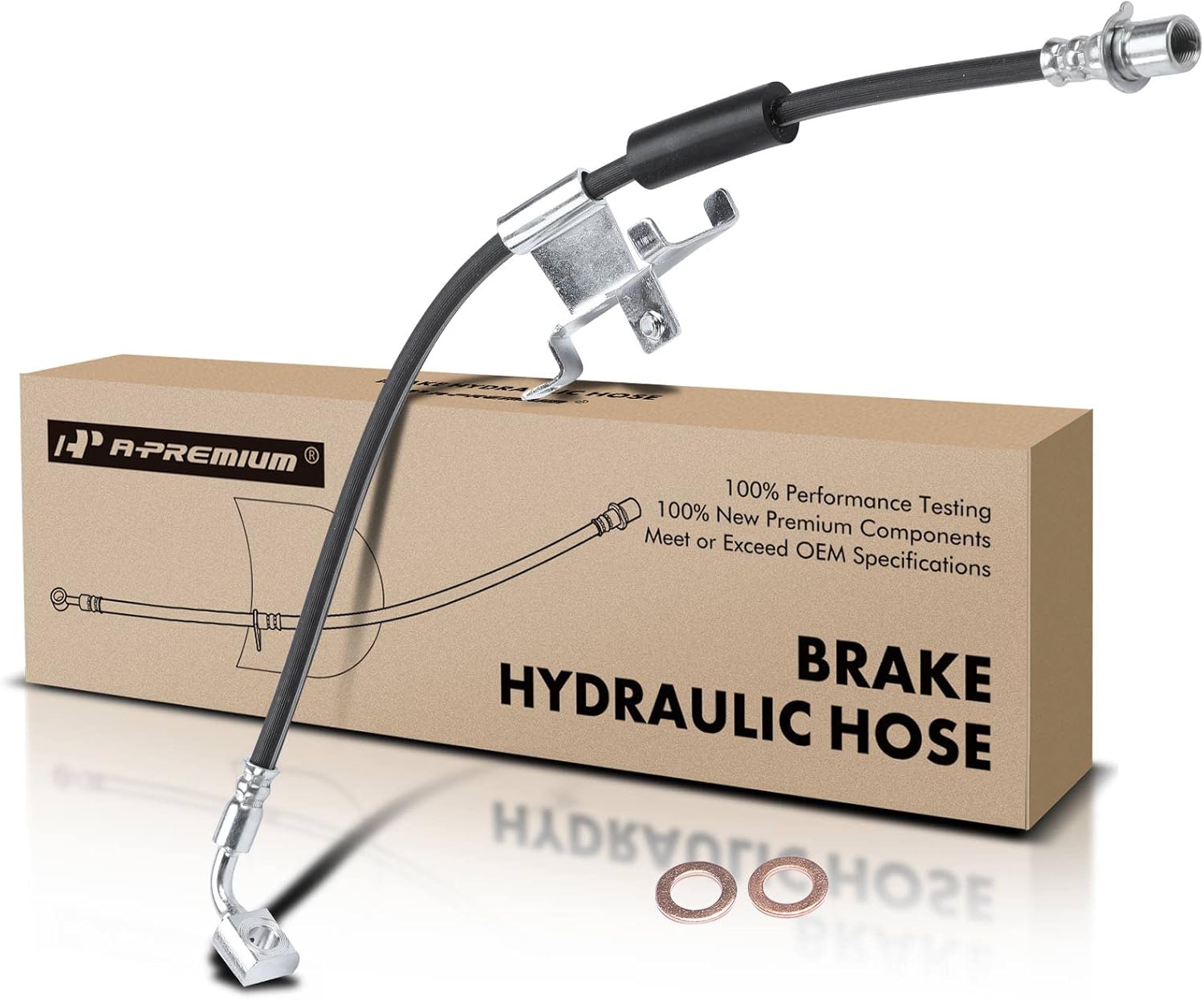 A-Premium Front Driver Brake Hydraulic Hose Compatible with Chevy, GMC and Cadillac Models - Silverado 1500, Sierra 1500, Tahoe, Yukon(XL), Suburban, Escalade, Avalanche, Escalade ESV, Escalade EXT