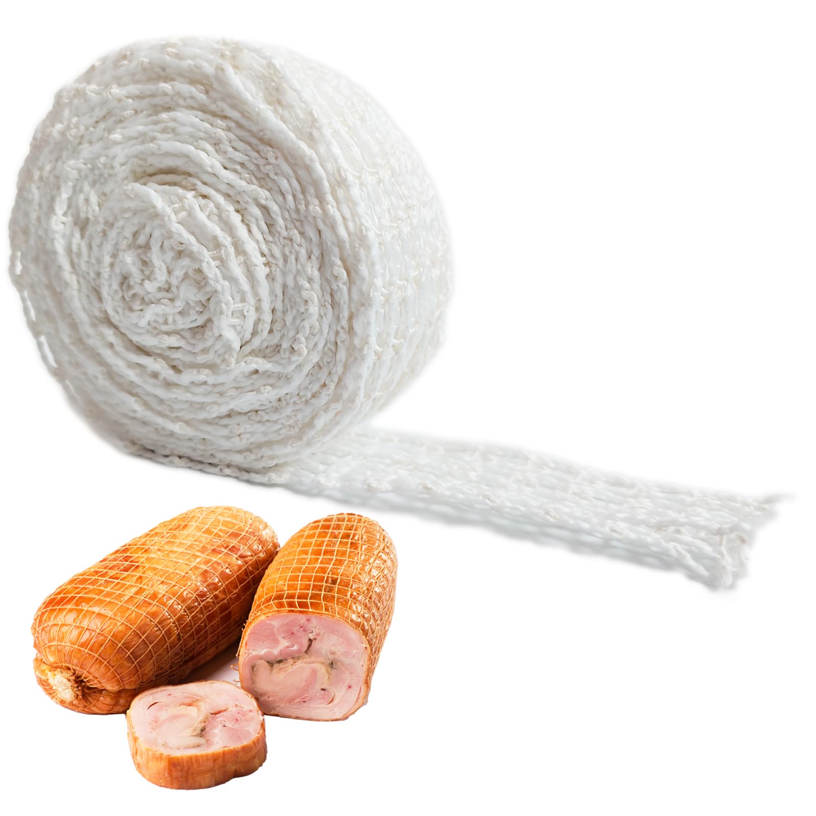 16.4ft Meat Netting Roll, Size 16 Ham Sock Elastic Netting, Elastic Smoked Meat Poultry Ham Netting Meat Butcher Twine Net sausage netting for Meat Cooking Smoking, or Drying