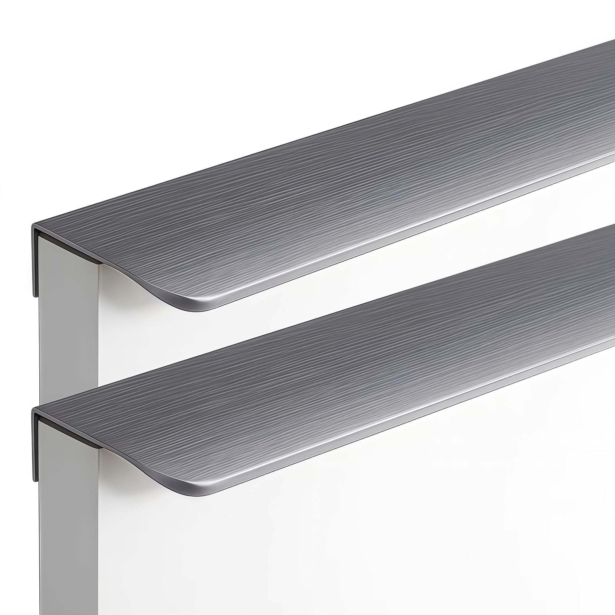 2er Set versteckter Schrankgriff Alu Raffinierte graue Möbelgriffe