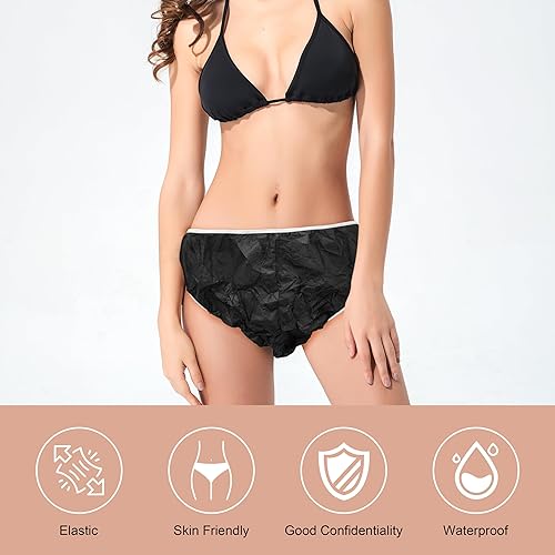 Miniatura 3 de Ropa interior desechable Ropa interior de uso único Salón de belleza SPA Hotel Viaje Conveniente 50 piezas por juego Elitzia ET004, Negro (Black L)