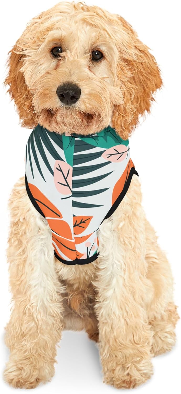 Tropical Leaves Pet Hoodie | Botanical Print Dog Hoodie